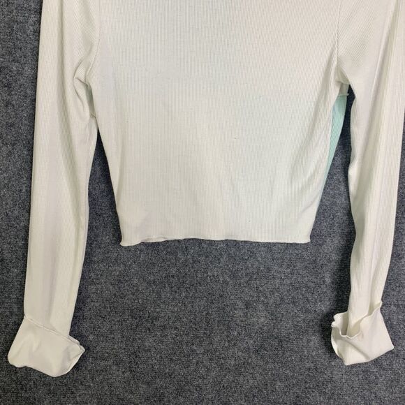 Gab & Kate Ribbed Knit Crop Top Block Color Long Sleeve Women Small - Picture 9 of 10
